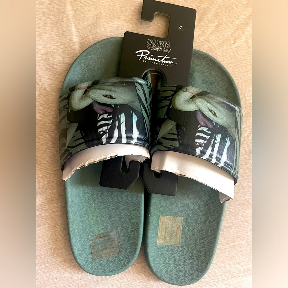 Primitive x Naruto Serpent Slides Sage Green / Mens Size 6 - (New In Bag) + tags